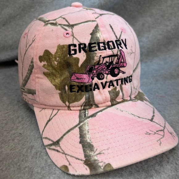 Realtree Accessories - Gregory Excavating Women Pink Realtree Hat Camo Backhoe Adjustable Cap OSFM